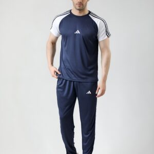 Adidas-Style Summer Tracksuit – Navy & White | MF Studio