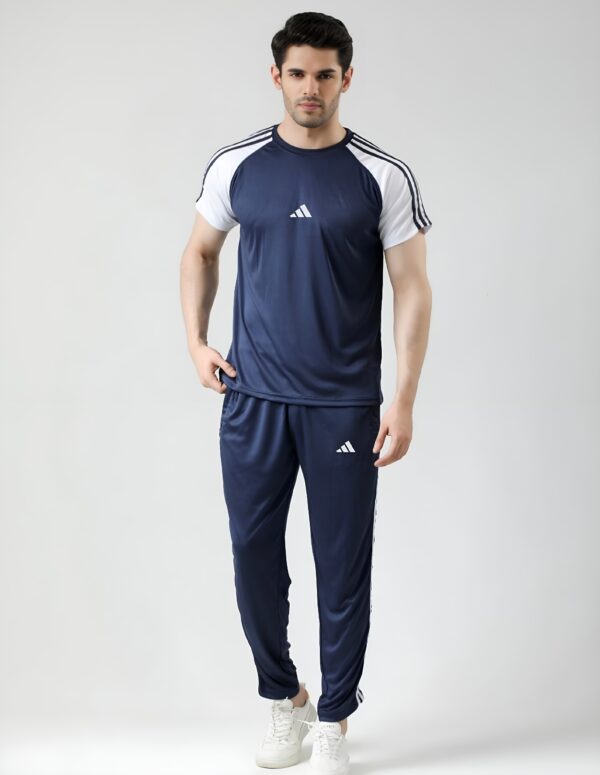 Adidas-Style Summer Tracksuit – Navy & White | MF Studio