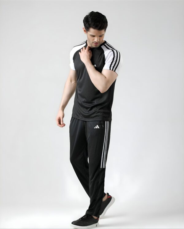 Adidas-Style Summer Tracksuit –  Black & White| MF Studio - Image 3