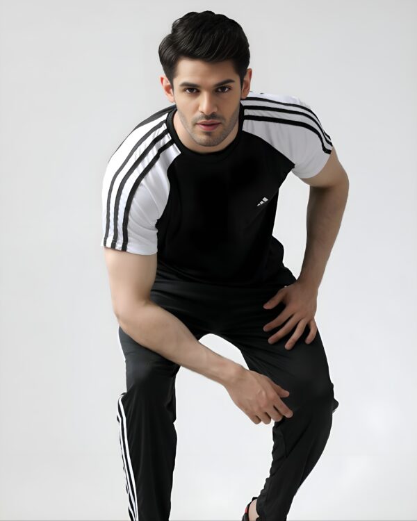 Adidas-Style Summer Tracksuit –  Black & White| MF Studio - Image 2
