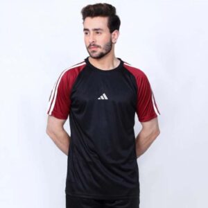 Adidas T-Shirt – Black & Maroon with Comfort & Sporty Style