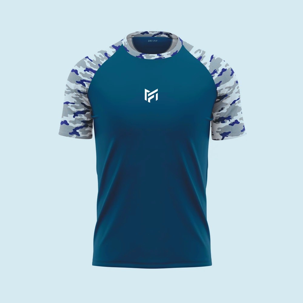MF Studio Dry-Fit Raglan – Mid Blue Camo Performance Tee