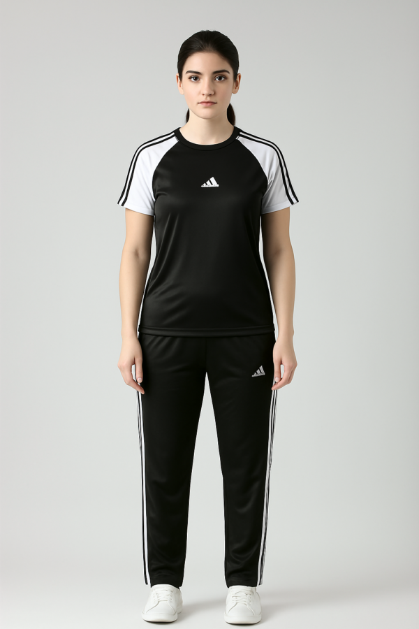 Girls Summer Tracksuit – Black & White | Lightweight & Trendy Women’s Sportswear - Image 2