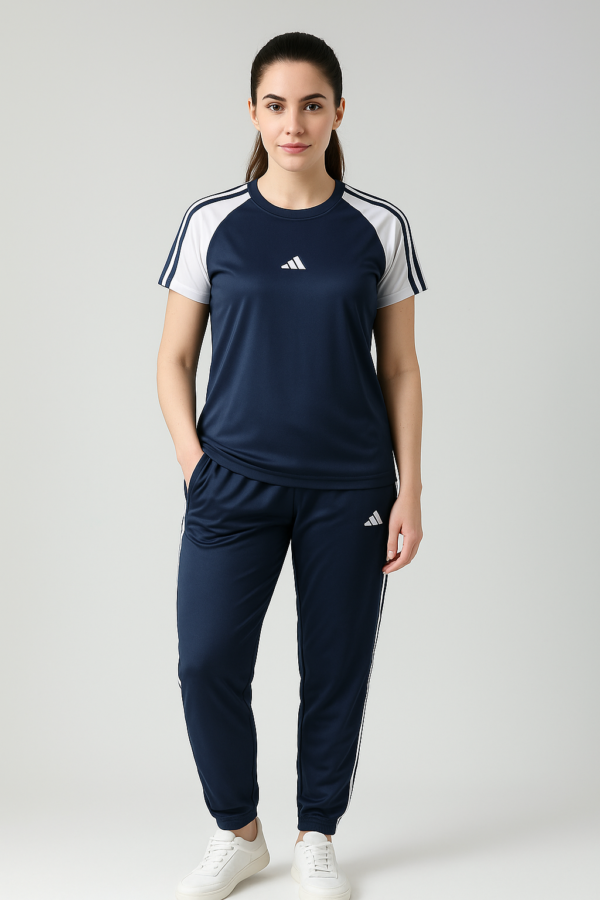 Girls Navy & White Tracksuit – Stylish Summer 2-Piece for Women | Branded Sportswear - Image 4