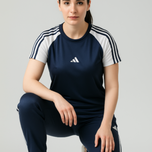 Girls Navy & White Tracksuit – Stylish Summer 2-Piece for Women | Branded Sportswear
