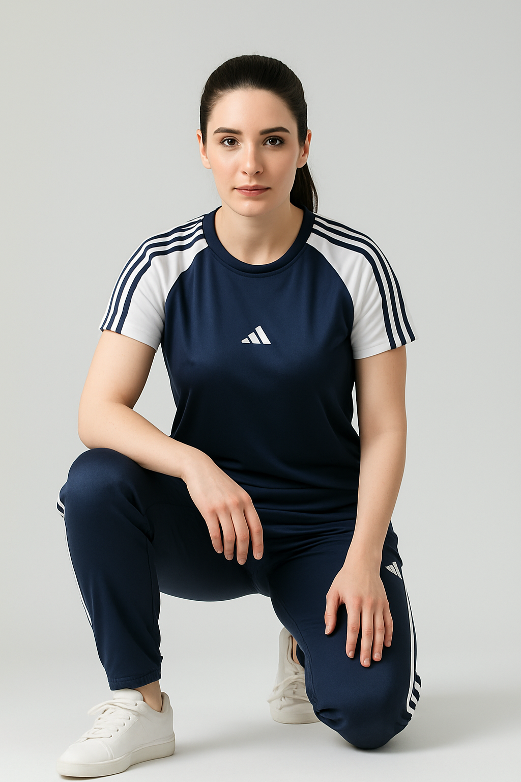 Girls Navy & White Tracksuit – Stylish Summer 2-Piece for Women | Branded Sportswear